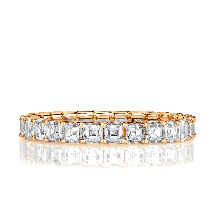 2.50ct Asscher Cut Lab Diamond Eternity Band in 18k Champagne Yellow Gold