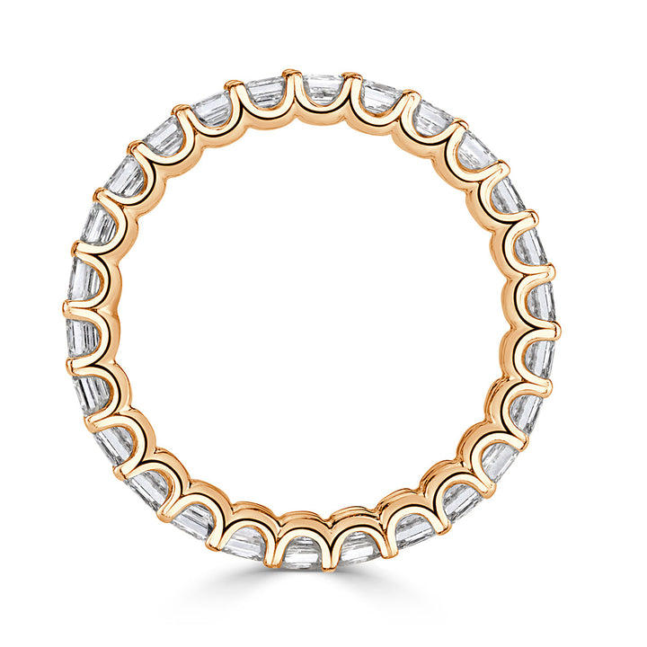 2.50ct Asscher Cut Lab Diamond Eternity Band in 18k Champagne Yellow Gold