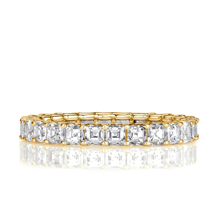 2.50ct Asscher Cut Lab Diamond Eternity Band in 18k Yellow Gold