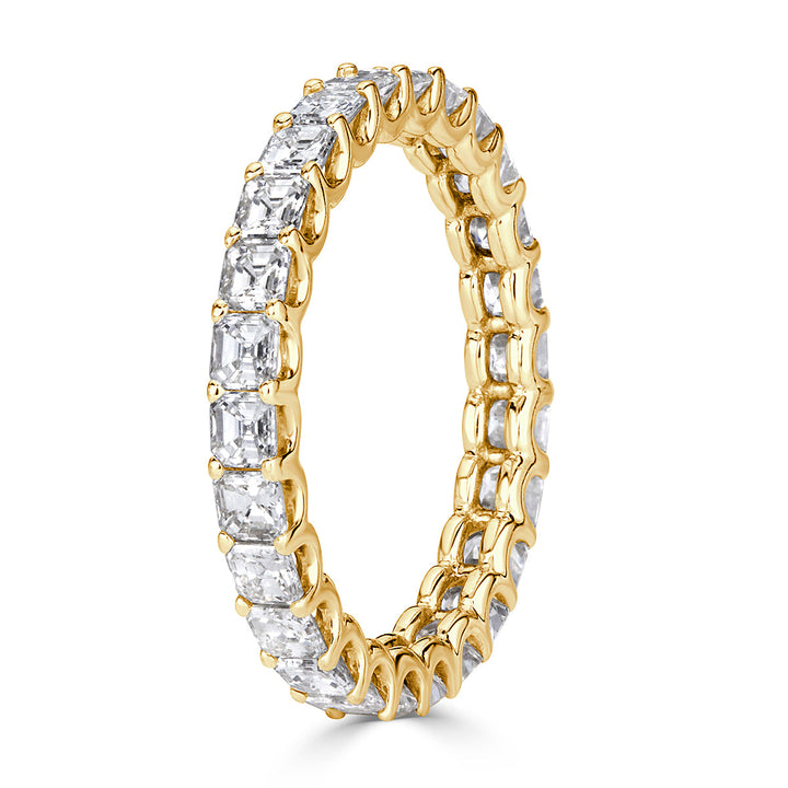 2.50ct Asscher Cut Lab Diamond Eternity Band in 18k Yellow Gold