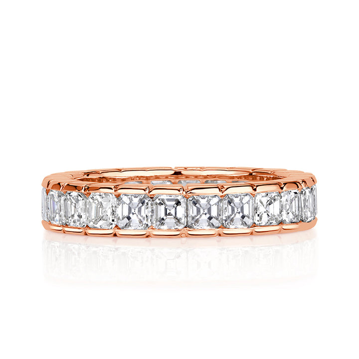 3.20ct Asscher Cut Lab Diamond Eternity Band in 18k Rose Gold