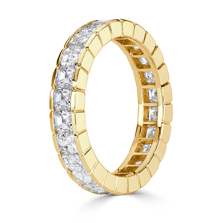 3.20ct Asscher Cut Lab Diamond Eternity Band in 18k Yellow Gold