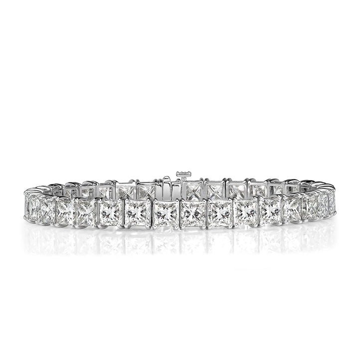 25.35ct Princess Cut Lab Diamond Tennis Bracelet in 18k White Gold in 6.75'