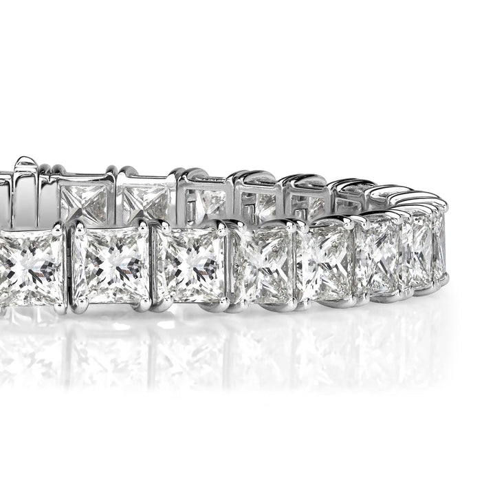 25.35ct Princess Cut Lab Diamond Tennis Bracelet in 18k White Gold in 6.75'