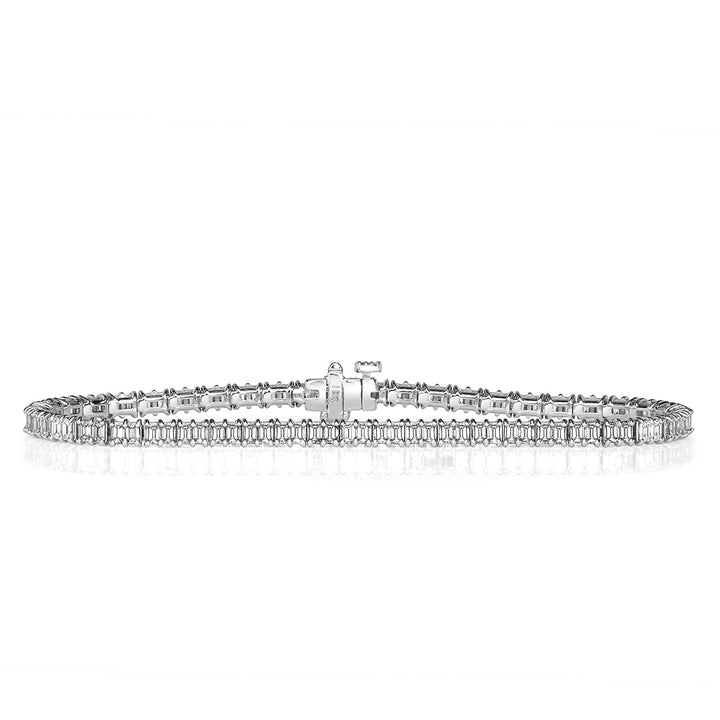 3.55ct Emerald Cut Lab Diamond Tennis Bracelet in 18k White Gold