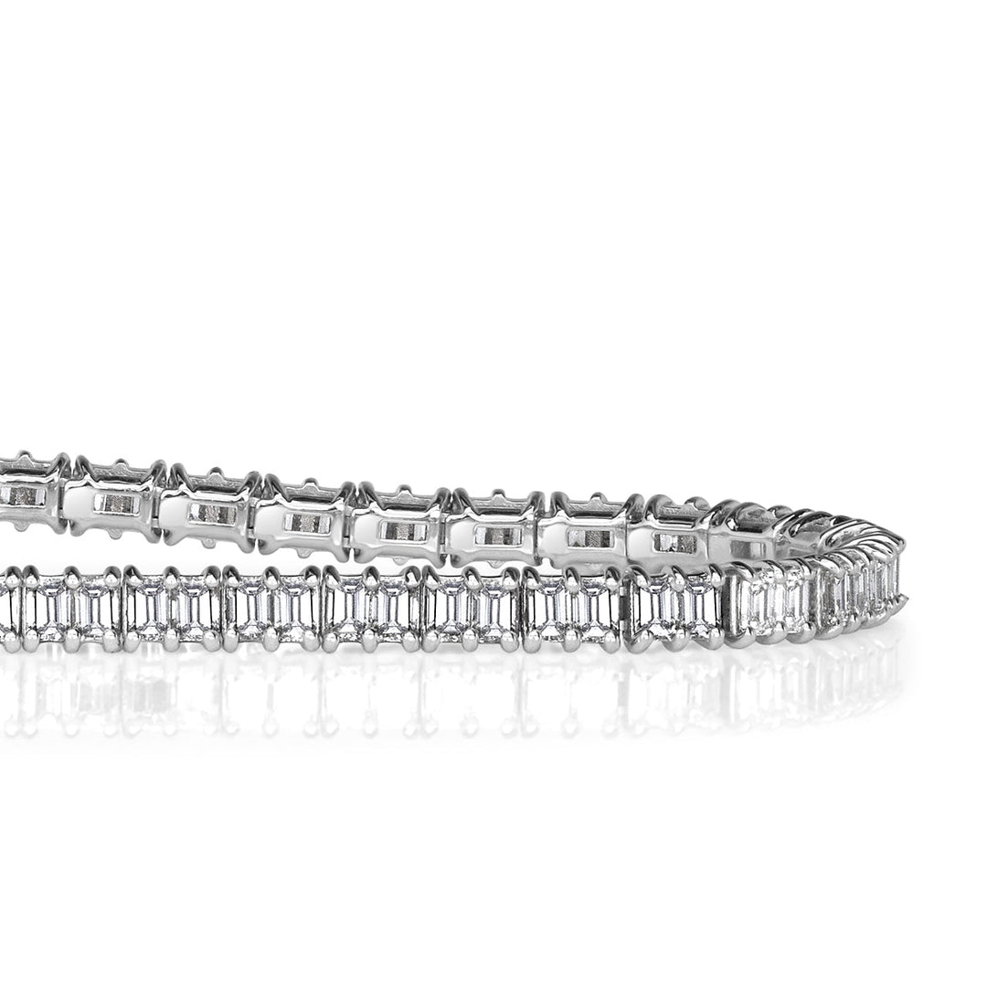 3.55ct Emerald Cut Lab Diamond Tennis Bracelet in 18k White Gold