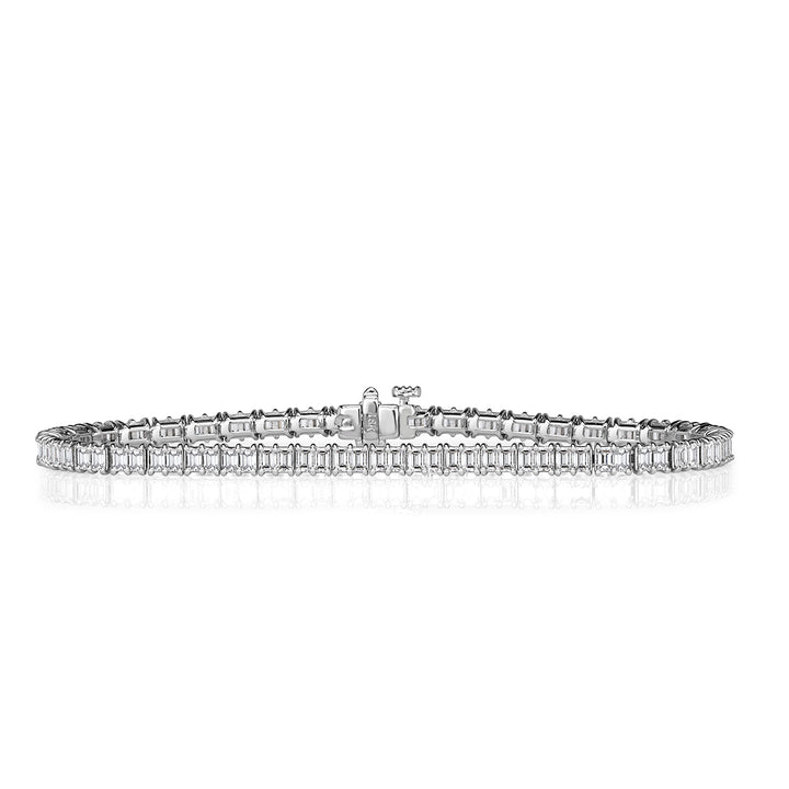 4.61ct Emerald Cut Lab Diamond Tennis Bracelet in 18k White Gold