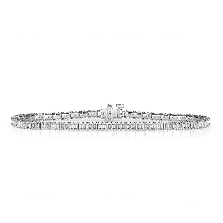 4.04ct Emerald Cut Lab Diamond Tennis Bracelet in 18k White Gold