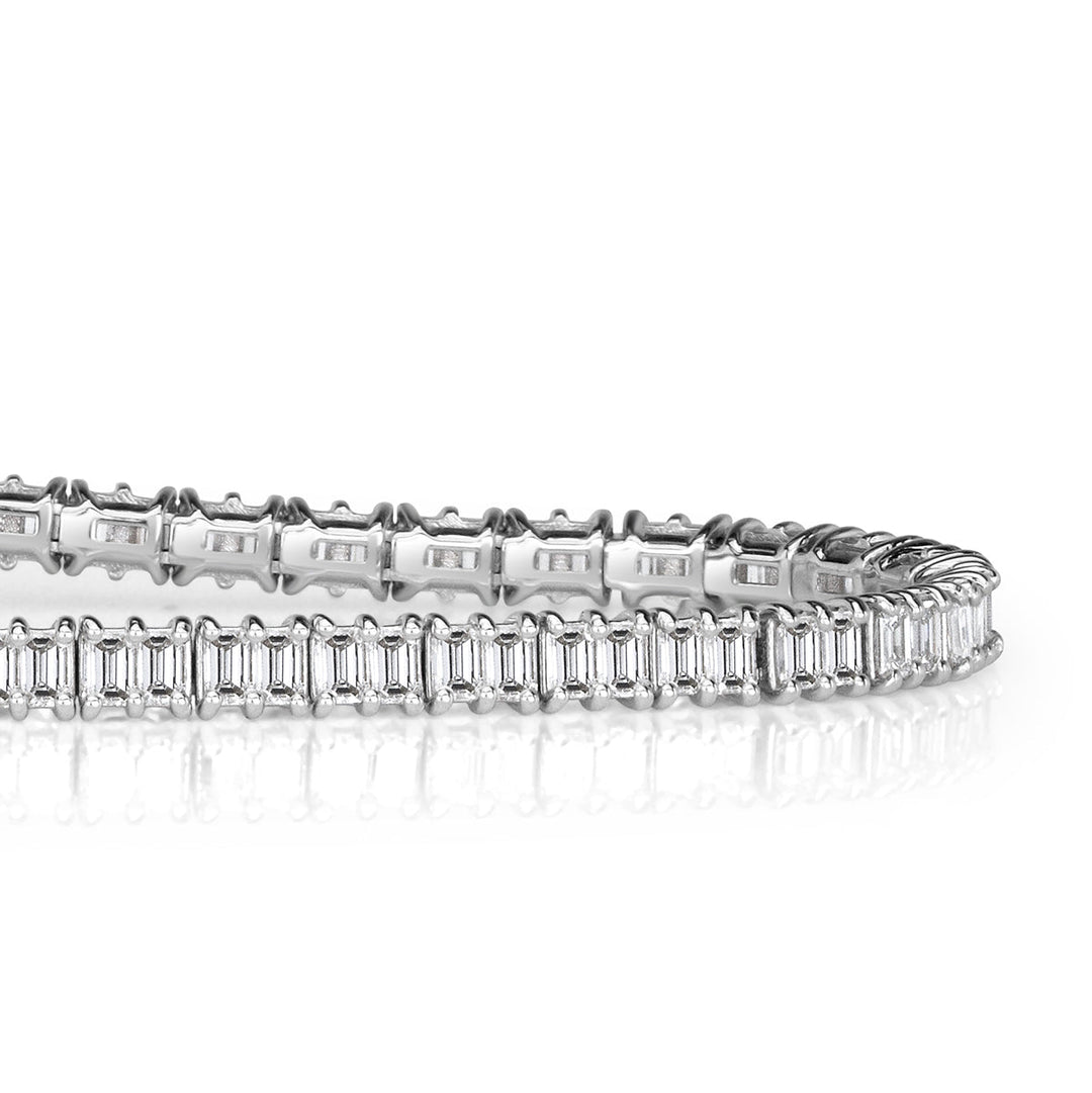 4.04ct Emerald Cut Lab Diamond Tennis Bracelet in 18k White Gold