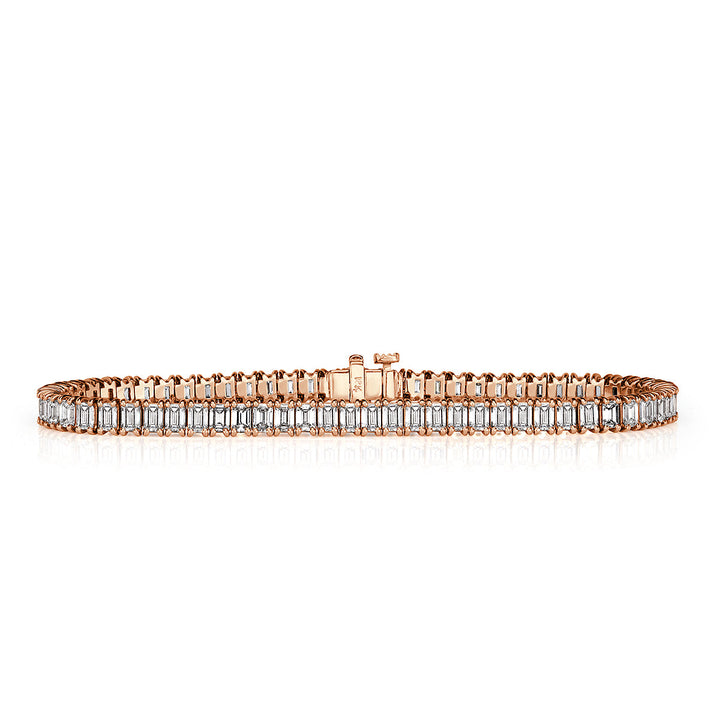 8.15ct Emerald Cut Lab Diamond Tennis Bracelet in 18k Rose Gold