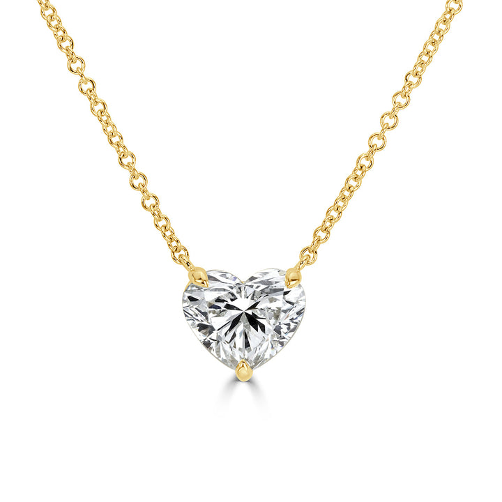 2.01ct Heart Shaped Lab Diamond Pendant in 18k Yellow Gold