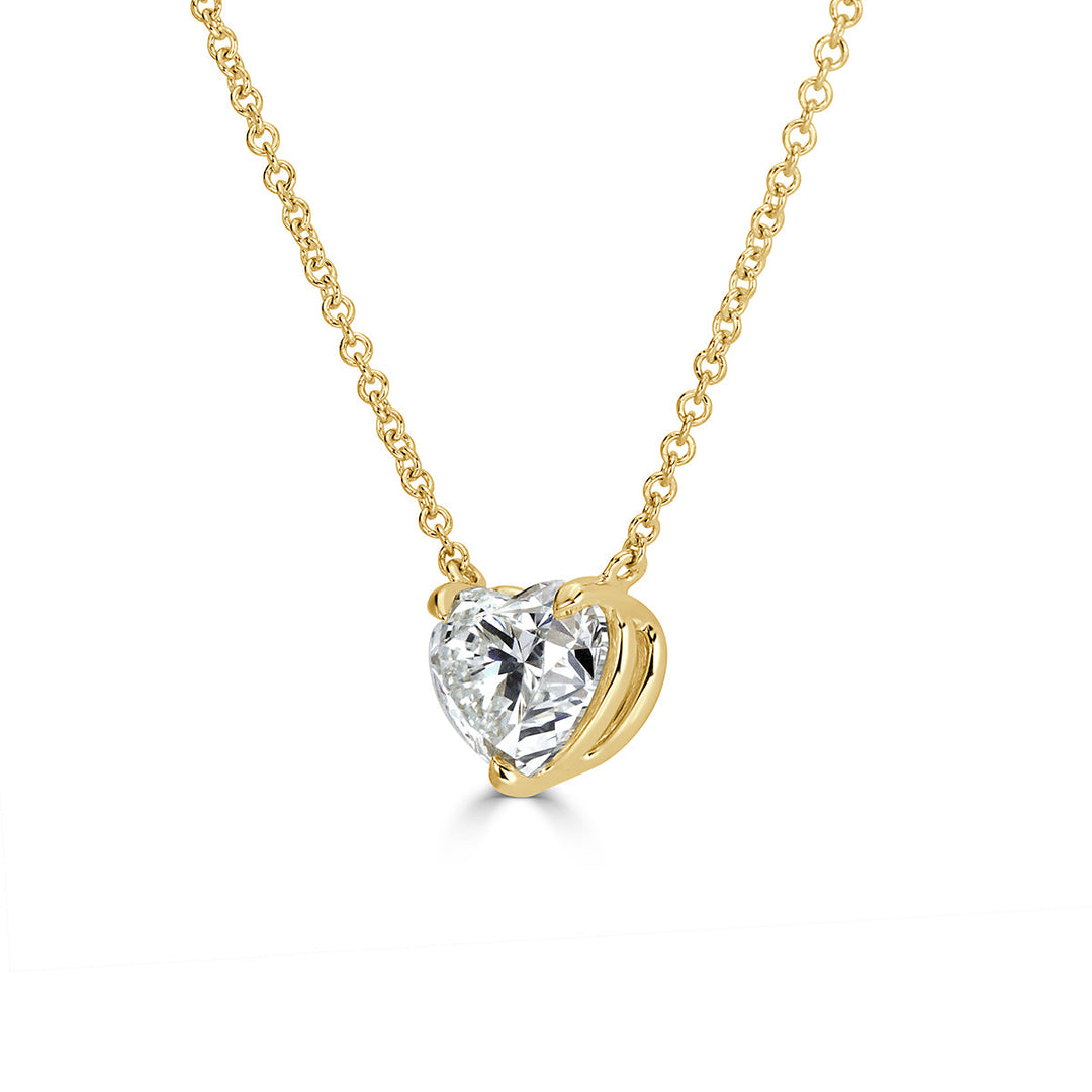 2.01ct Heart Shaped Lab Diamond Pendant in 18k Yellow Gold