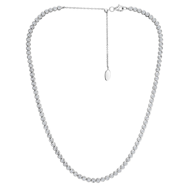 2.43ct Round Brilliant Cut Lab Diamond Bezel Set Tennis Necklace in 14k White Gold