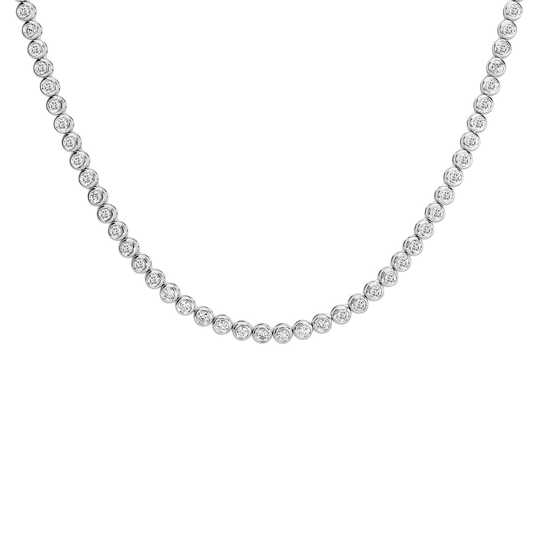 2.43ct Round Brilliant Cut Lab Diamond Bezel Set Tennis Necklace in 14k White Gold