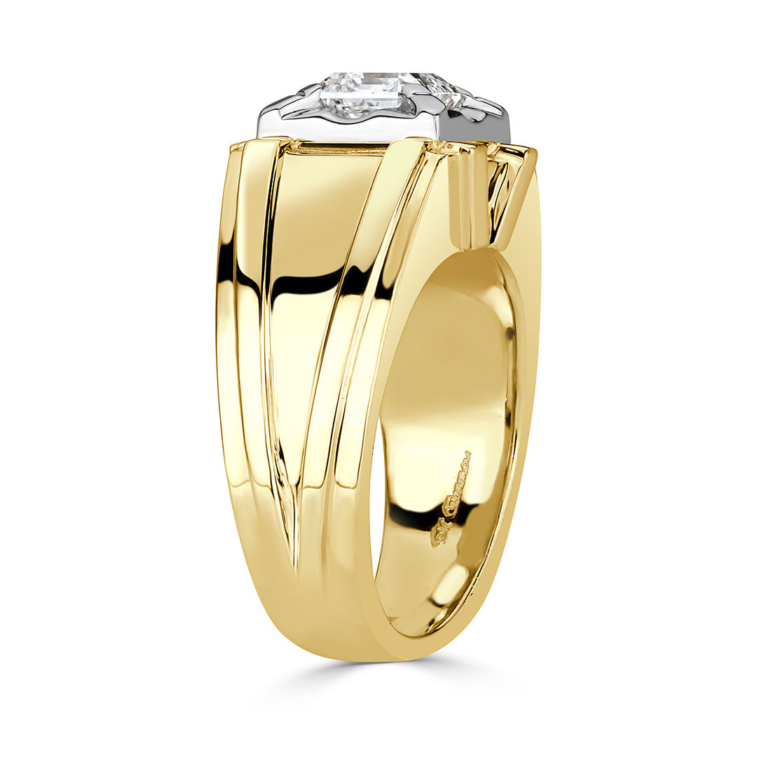 1.56ct Asscher Cut Lab Diamond Men's Ring in 18k Yellow Gold