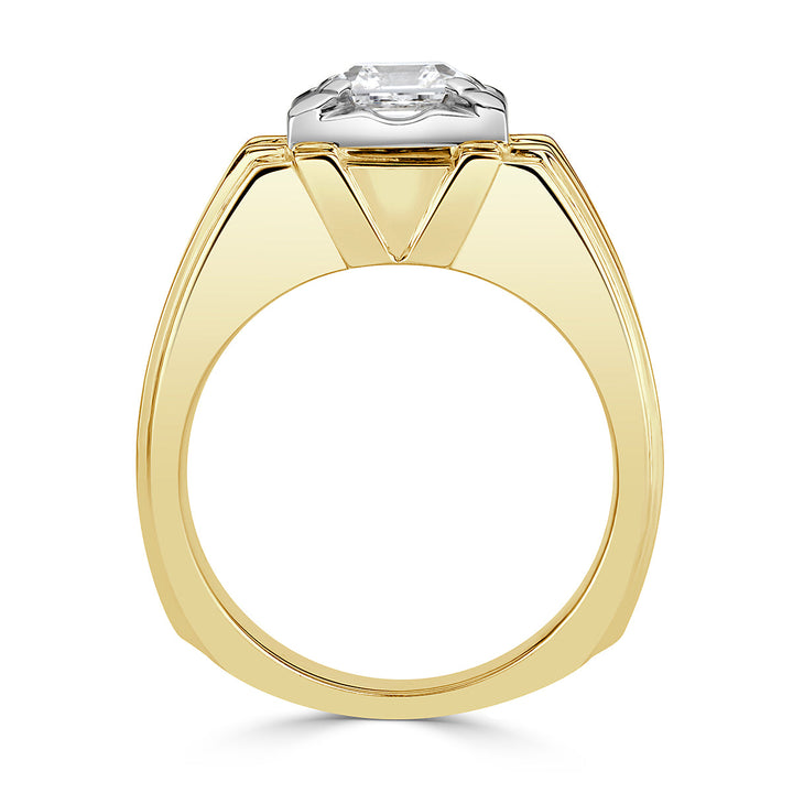 1.56ct Asscher Cut Lab Diamond Men's Ring in 18k Yellow Gold