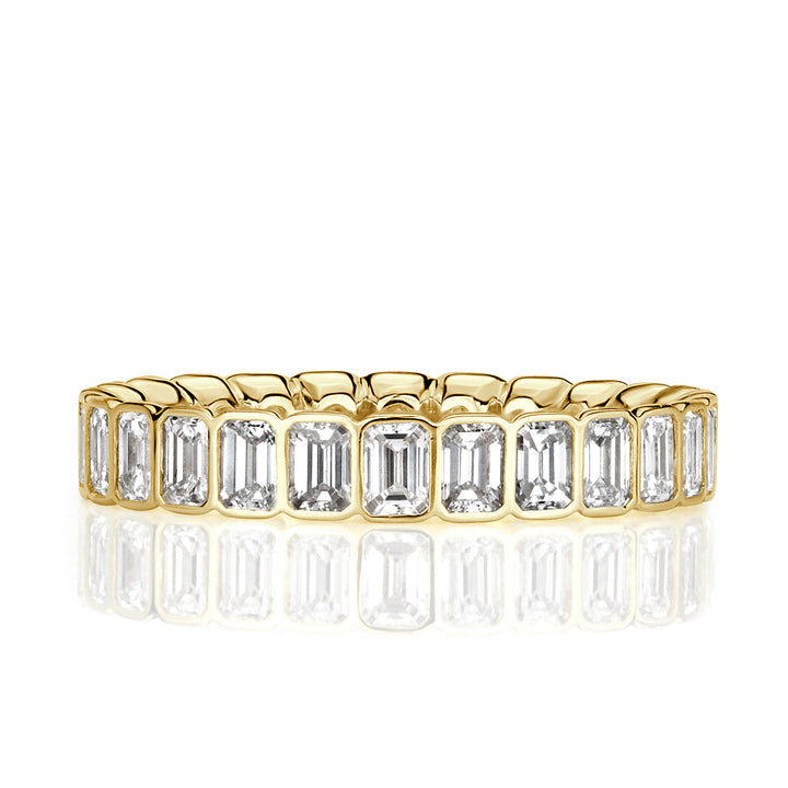 2.01ct Emerald Cut Lab Diamond Bezel Set Eternity Band in 18k Yellow Gold