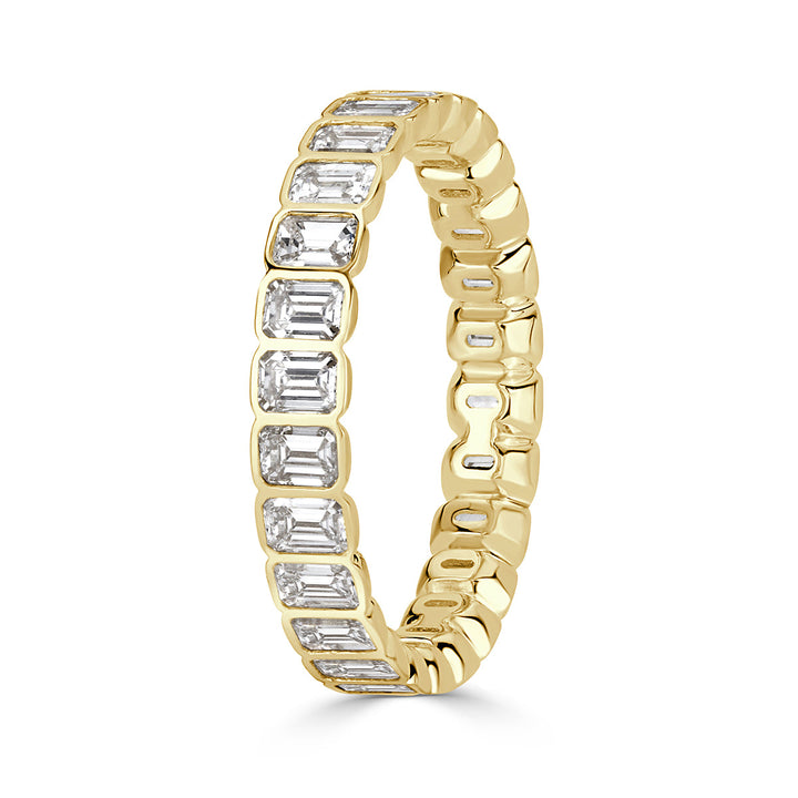 2.01ct Emerald Cut Lab Diamond Bezel Set Eternity Band in 18k Yellow Gold