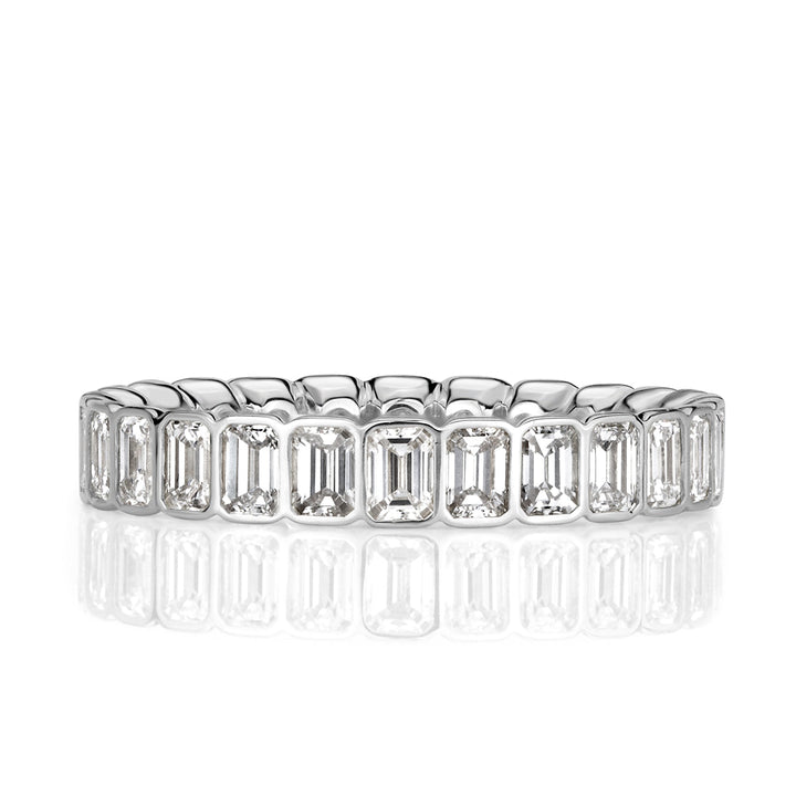 2.01ct Emerald Cut Lab Diamond Bezel Set Eternity Band in 18k White Gold