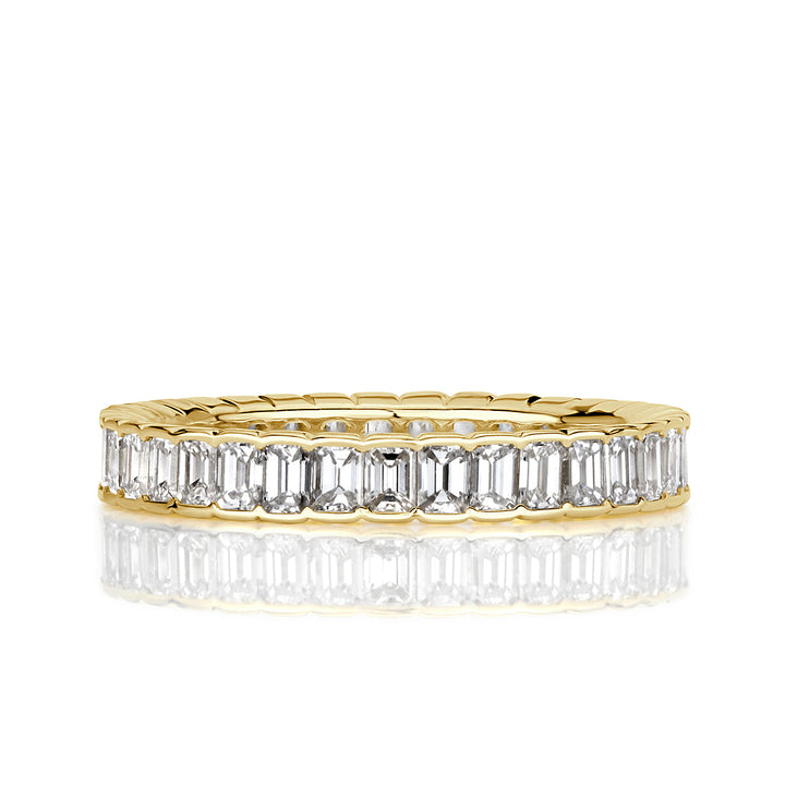 1.82ct Emerald Cut Lab Diamond Bezel Set Eternity Band in 18k Yellow Gold