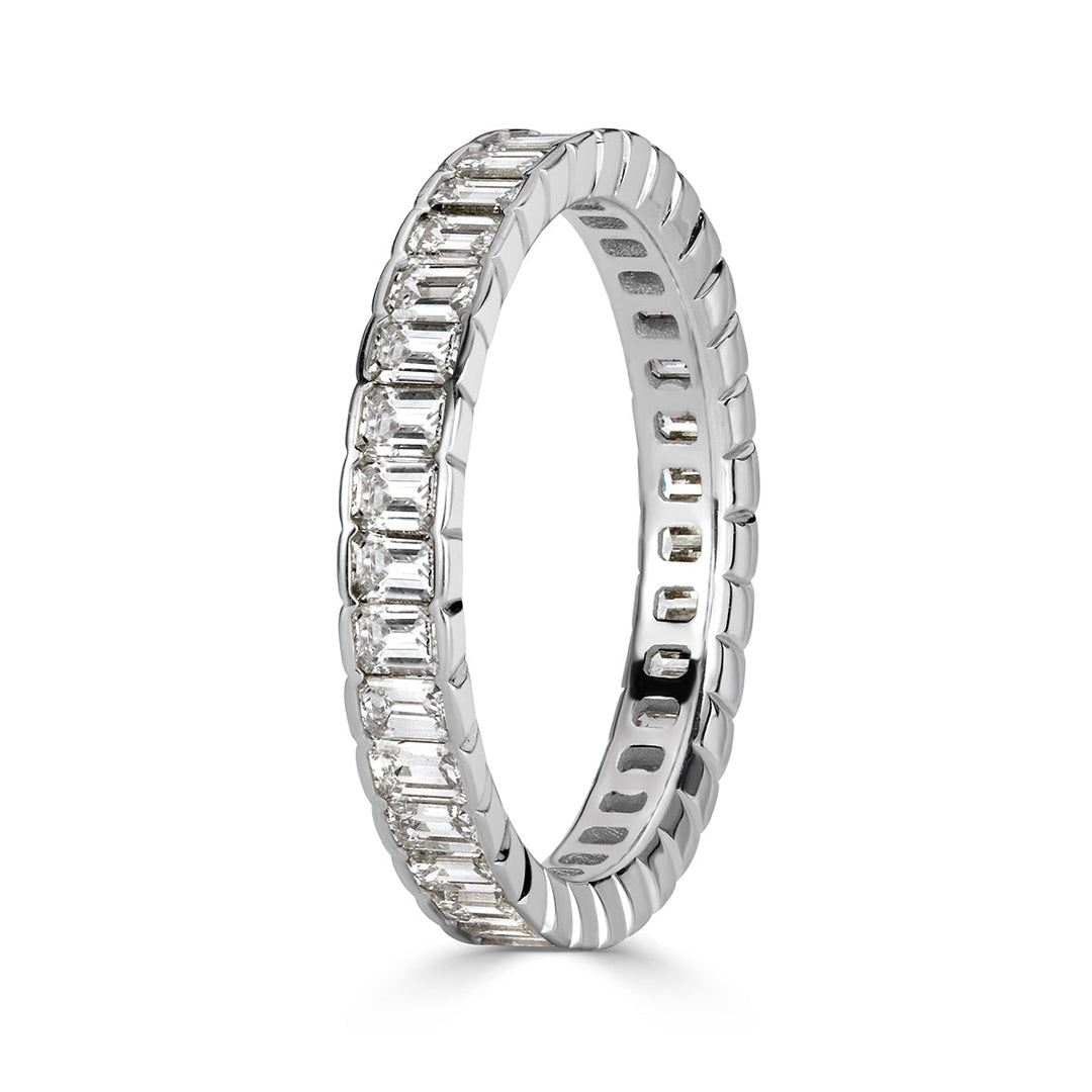 1.82ct Emerald Cut Lab Diamond Bezel Set Eternity Band in Platinum