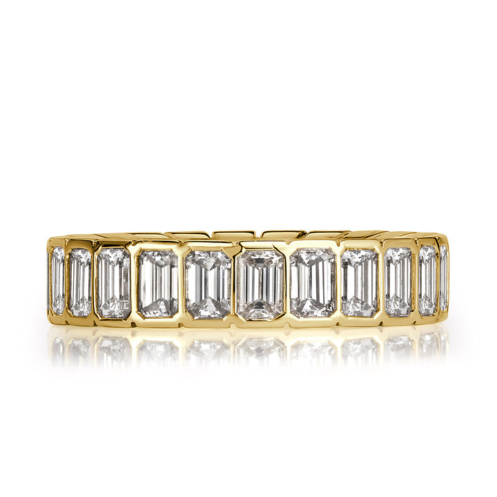 3.36ct Emerald Cut Lab Diamond Eternity Band in 18k Yellow Gold