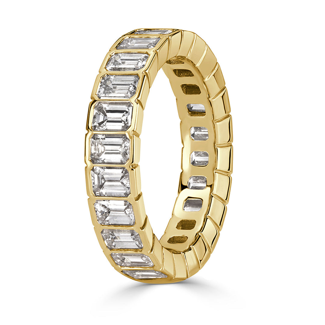 3.36ct Emerald Cut Lab Diamond Eternity Band in 18k Yellow Gold