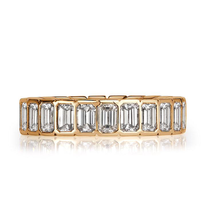 3.36ct Emerald Cut Lab Diamond Eternity Band in 18k Champagne Yellow Gold