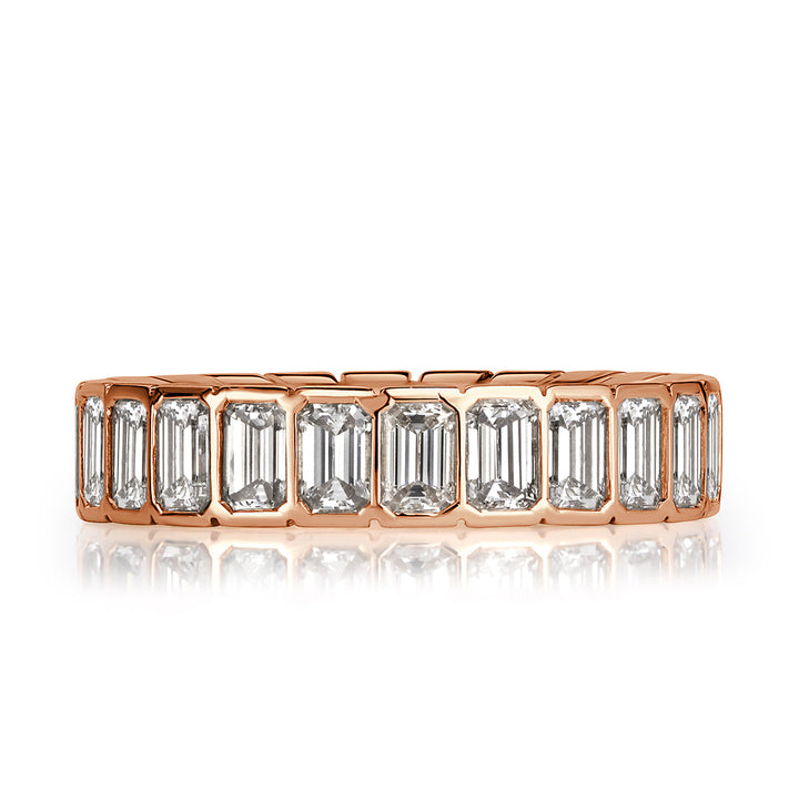 3.36ct Emerald Cut Lab Diamond Eternity Band in 18k Rose Gold