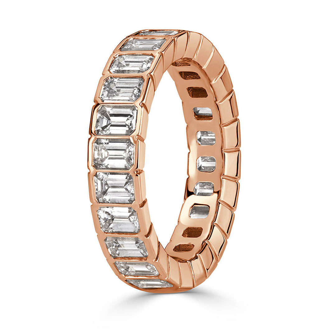 3.36ct Emerald Cut Lab Diamond Eternity Band in 18k Rose Gold