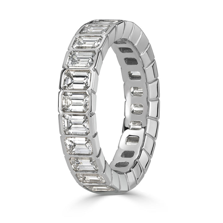 3.36ct Emerald Cut Lab Diamond Eternity Band in Platinum