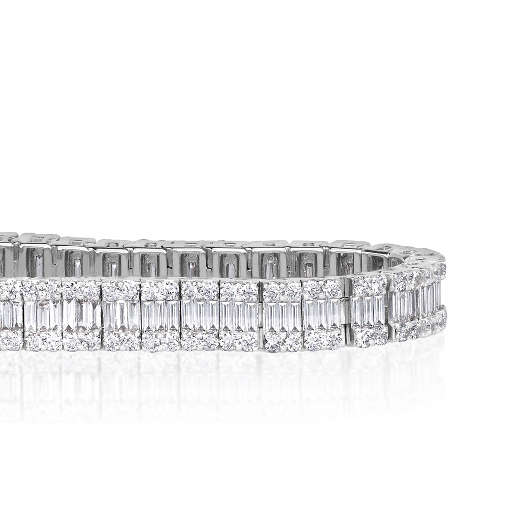 5.37ct Baguette and Round Brilliant Cut Lab Diamond Tennis Bracelet in 18k White Gold