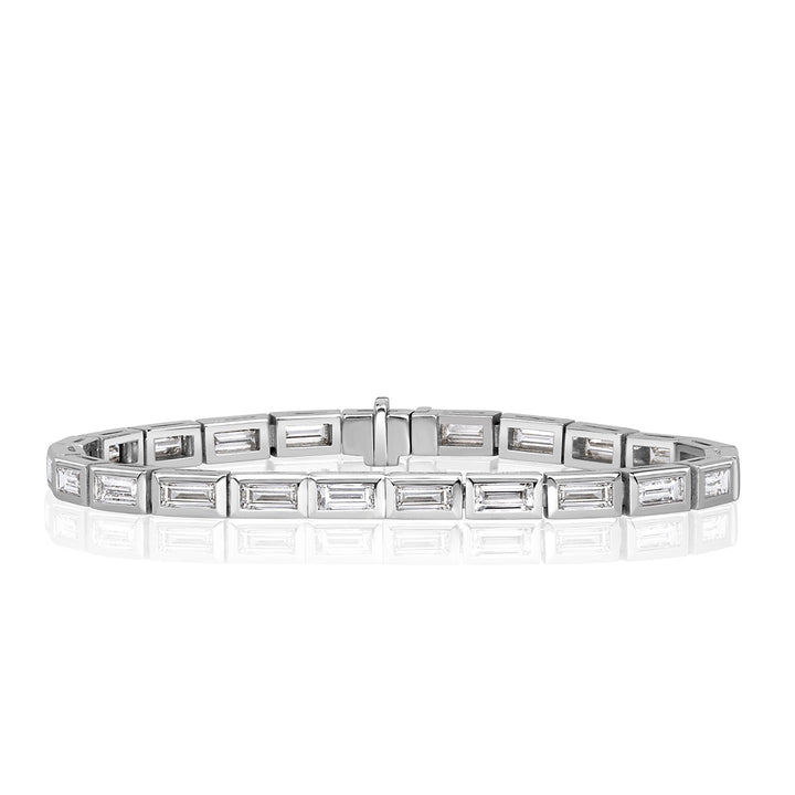 5.88ct Baguette Cut Lab Diamond Bezel Tennis Bracelet in 18k White Gold