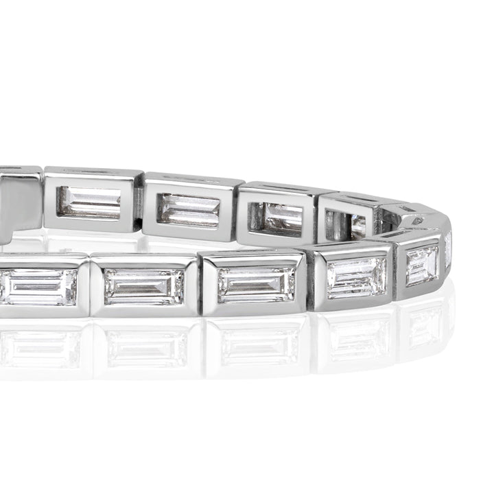 5.88ct Baguette Cut Lab Diamond Bezel Tennis Bracelet in 18k White Gold