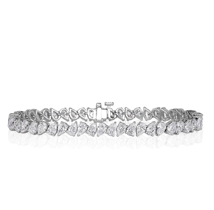 8.93ct Pear Shape Lab Diamond Tennis Bracelet in 18k White Gold