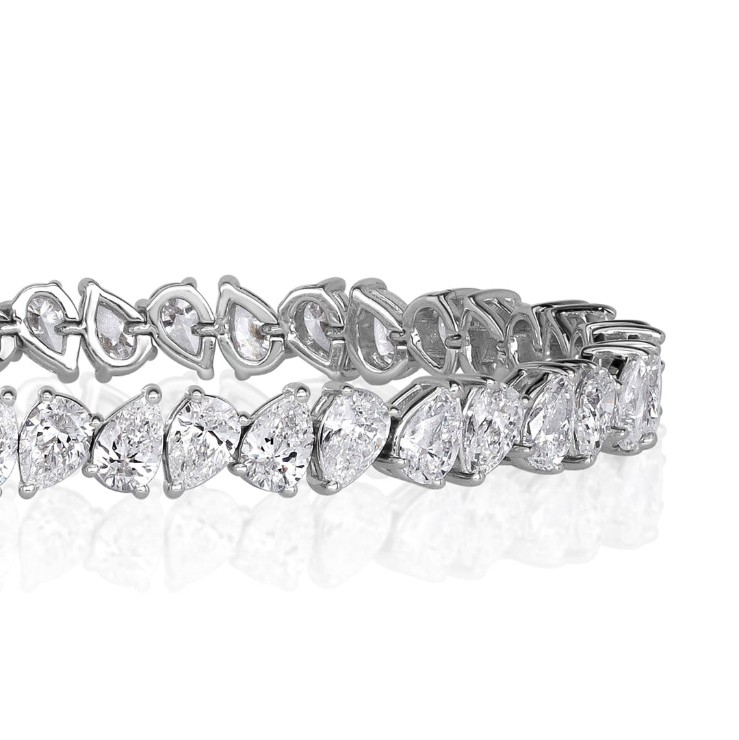 8.93ct Pear Shape Lab Diamond Tennis Bracelet in 18k White Gold