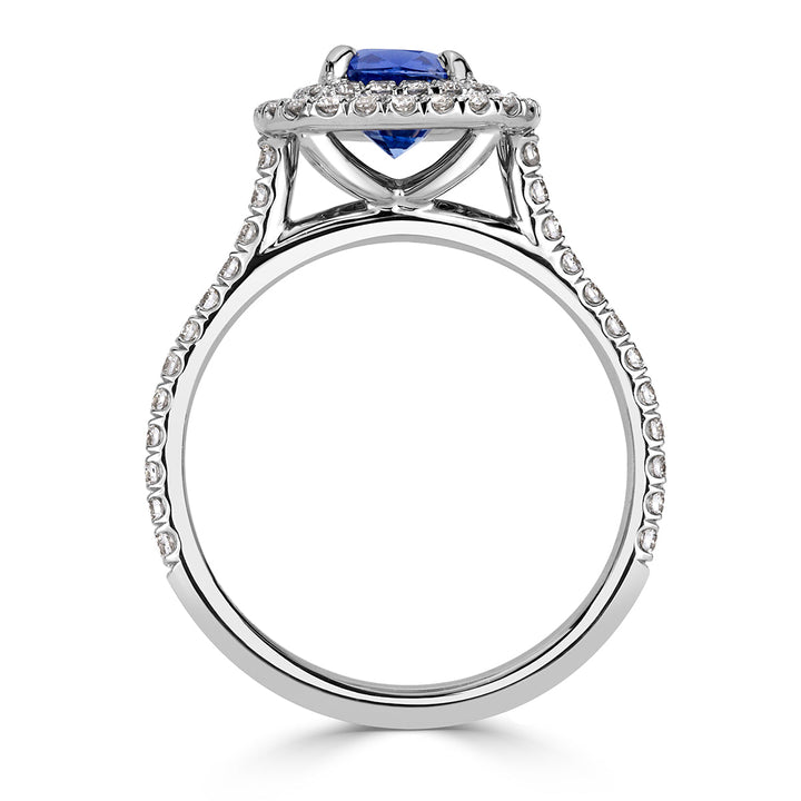 1.78ct Cushion Cut Sapphire and Lab Diamond Engagement Ring