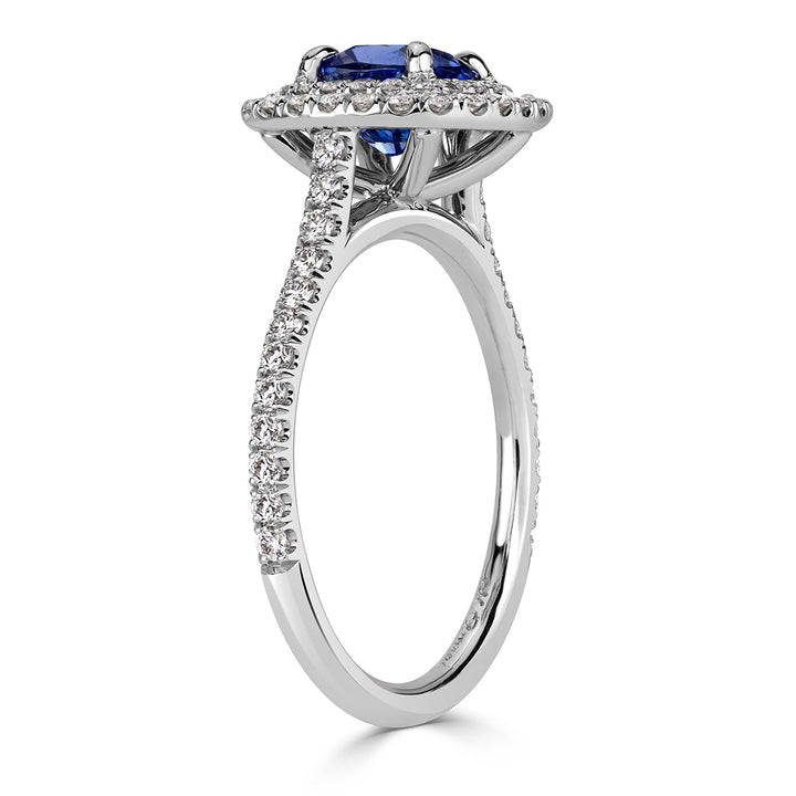 1.78ct Cushion Cut Sapphire and Lab Diamond Engagement Ring