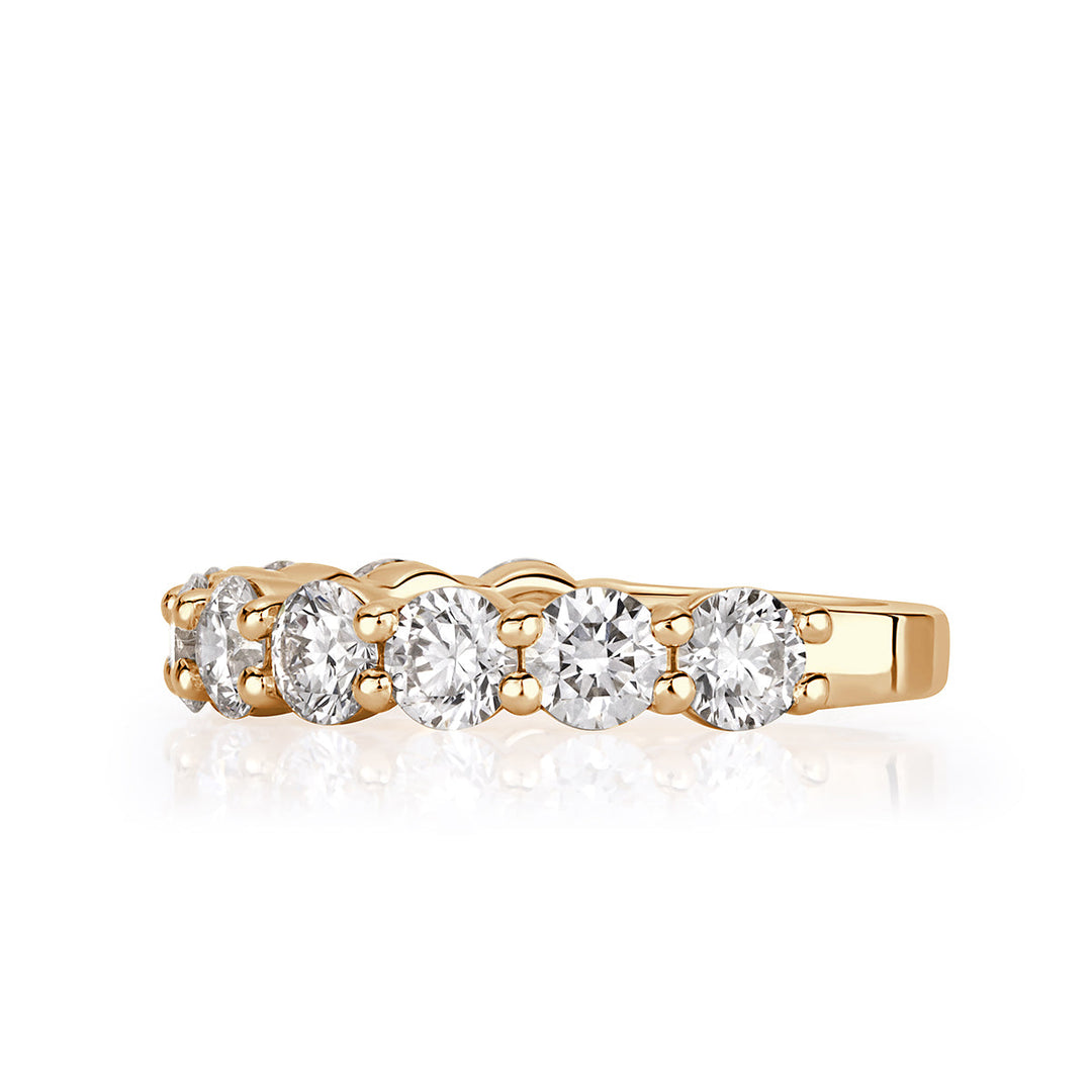 2.00ct Round Brilliant Cut Lab Diamond Wedding Band in 18k Champagne Yellow Gold