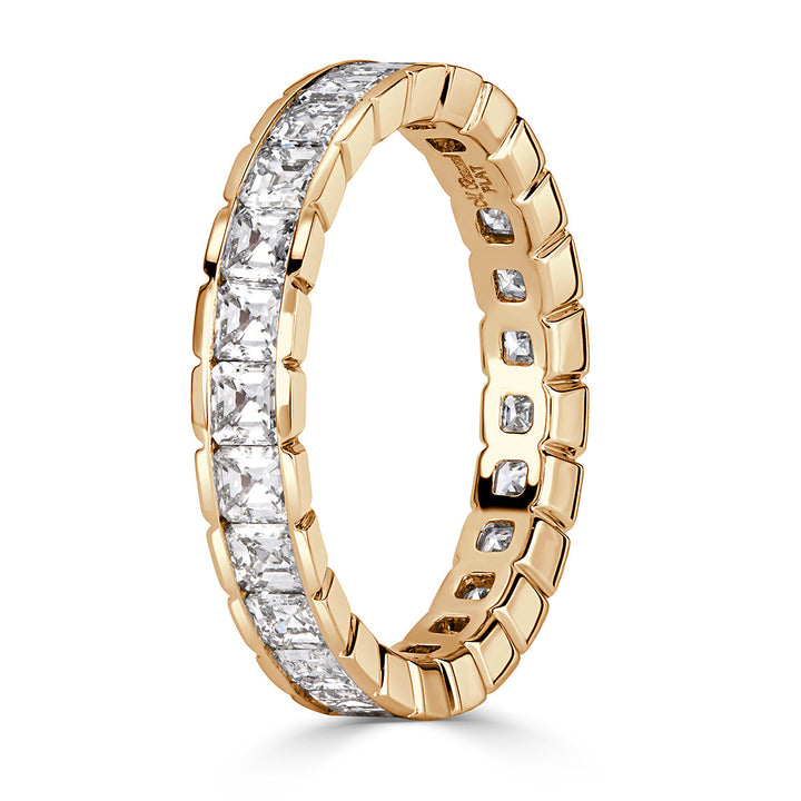 2.20ct Asscher Cut Lab Diamond Eternity Band in 18k Champagne Yellow Gold