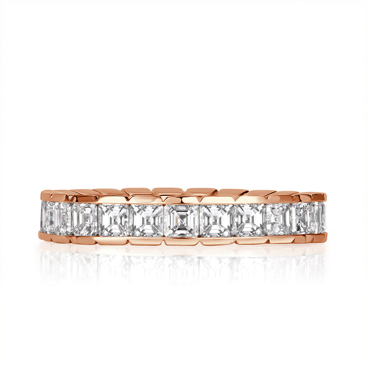 2.20ct Asscher Cut Lab Diamond Eternity Band in 18k Rose Gold