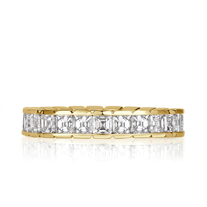 2.20ct Asscher Cut Lab Diamond Eternity Band in 18k Yellow Gold