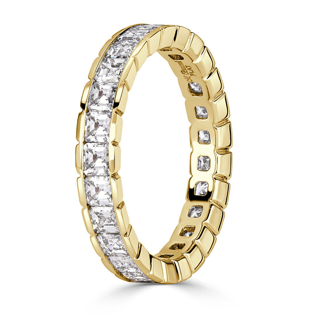 2.20ct Asscher Cut Lab Diamond Eternity Band in 18k Yellow Gold