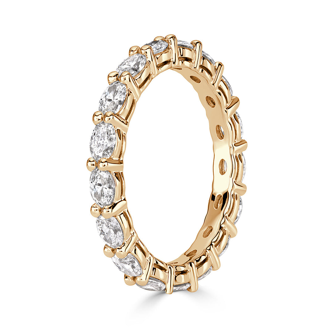 1.50ct Oval Cut Lab Diamond Eternity Band in 18k Champagne Yellow Gold