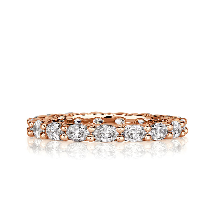 1.50ct Oval Cut Lab Diamond Eternity Band in 18k Rose Gold