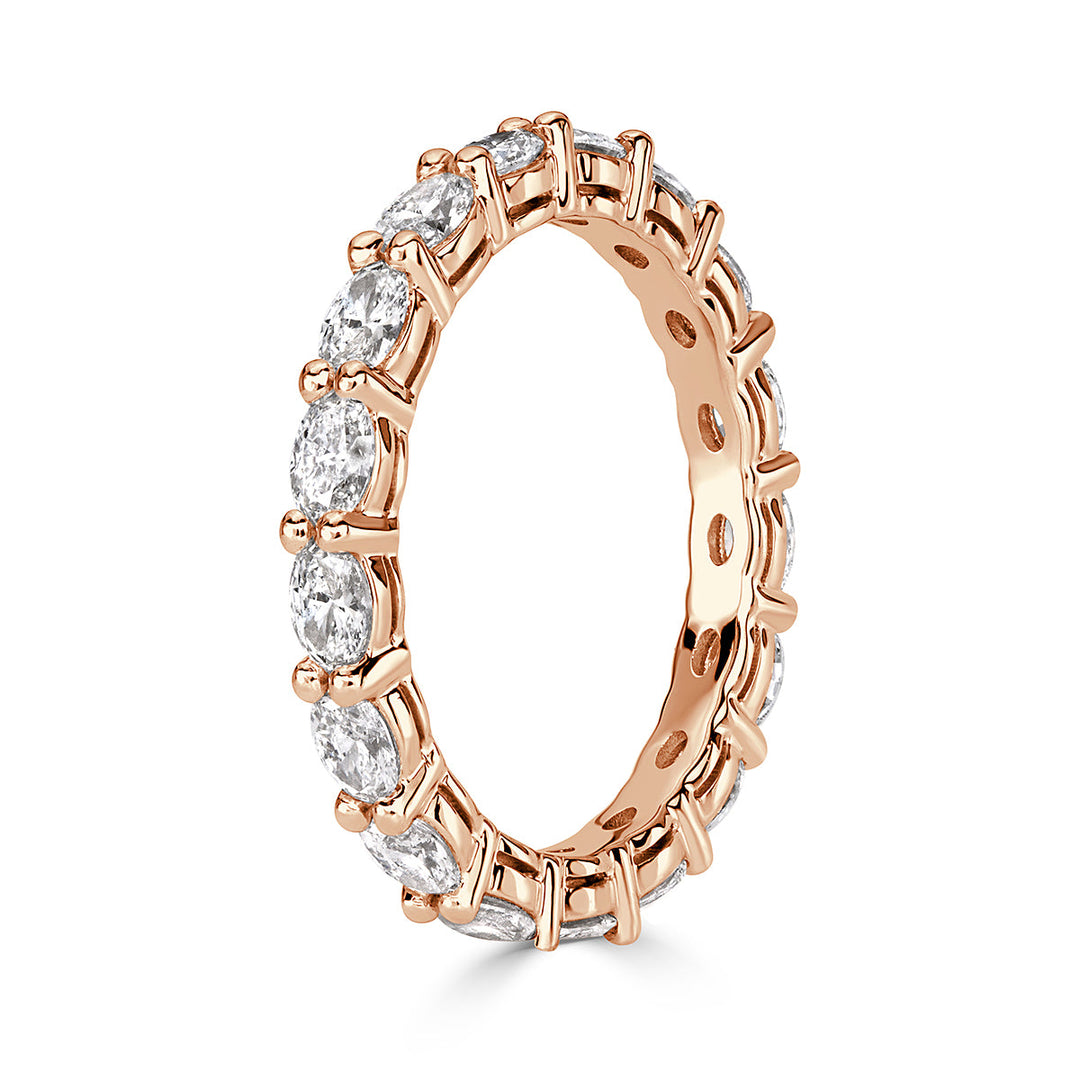 1.50ct Oval Cut Lab Diamond Eternity Band in 18k Rose Gold