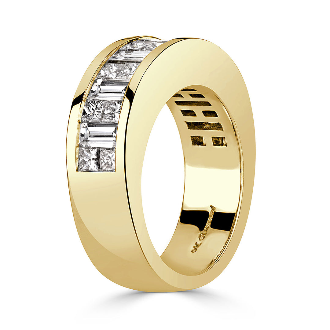 2.00ct Princess and Baguette Cut Lab Diamond Men's Wedding Band in 18k Yellow Gold