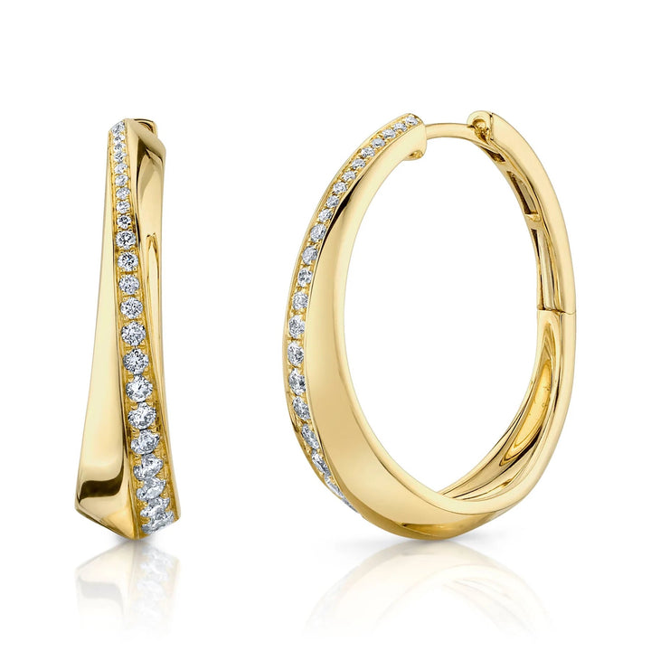 0.63ct Round Brilliant Cut Lab Diamond Twist Hoop Earrings in 14k Yellow Gold