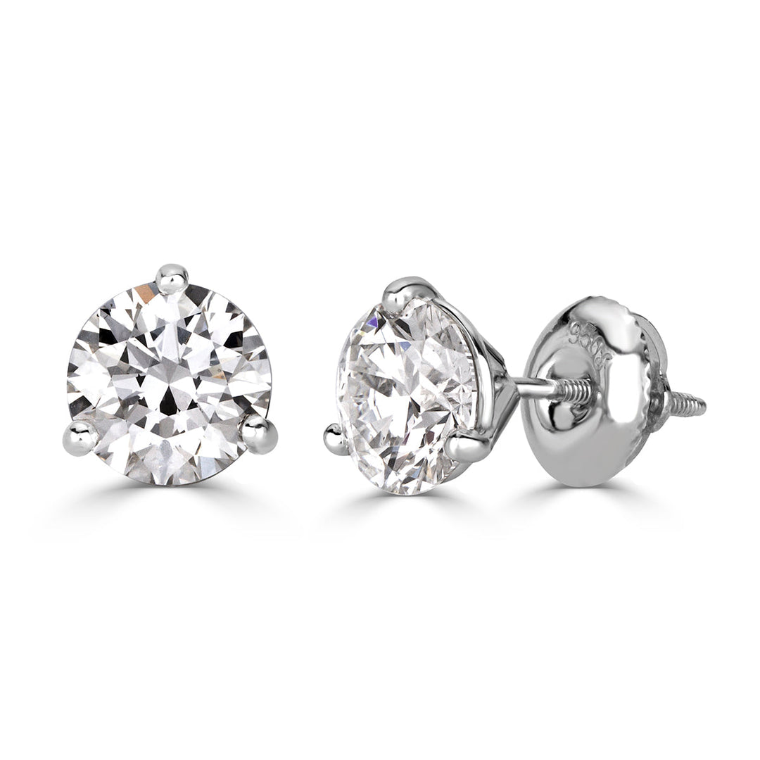 2.00ct Round Brilliant Cut Lab Diamond Stud Earrings in Platinum