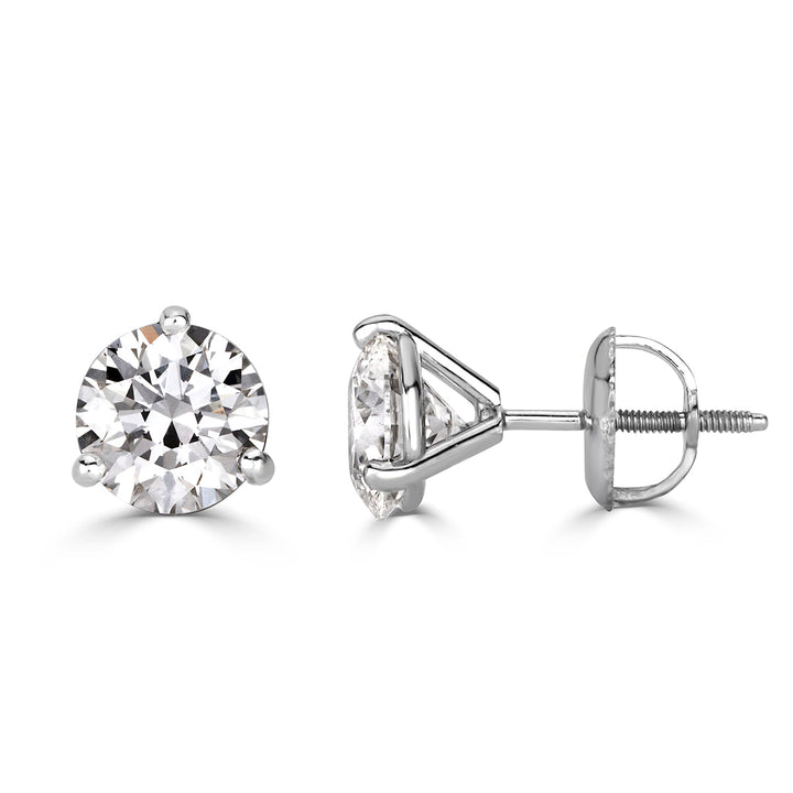 2.00ct Round Brilliant Cut Lab Diamond Stud Earrings in Platinum